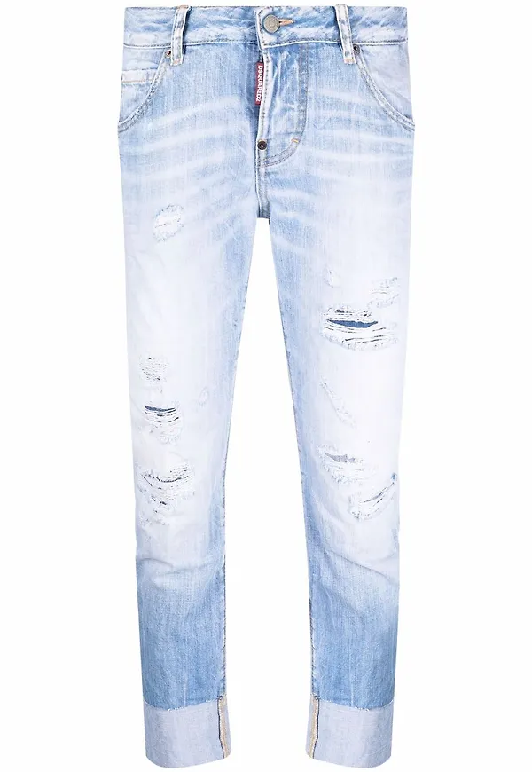 Dsquared2 croppade jeans med slitning - Blå