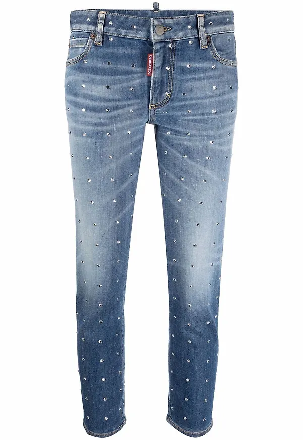 Dsquared2 croppade jeans med strass - Blå