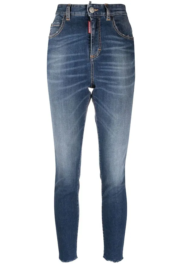 Dsquared2 croppade skinny-jeans - Blå