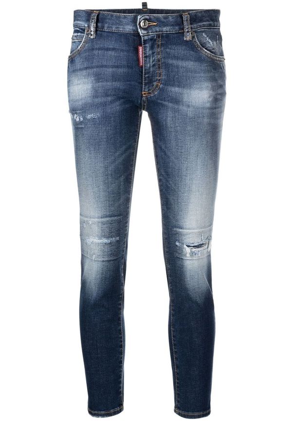 Dsquared2 croppade skinny-jeans med låg midja - Blå