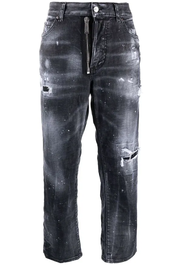 Dsquared2 croppade skinny-jeans med slitning - Svart
