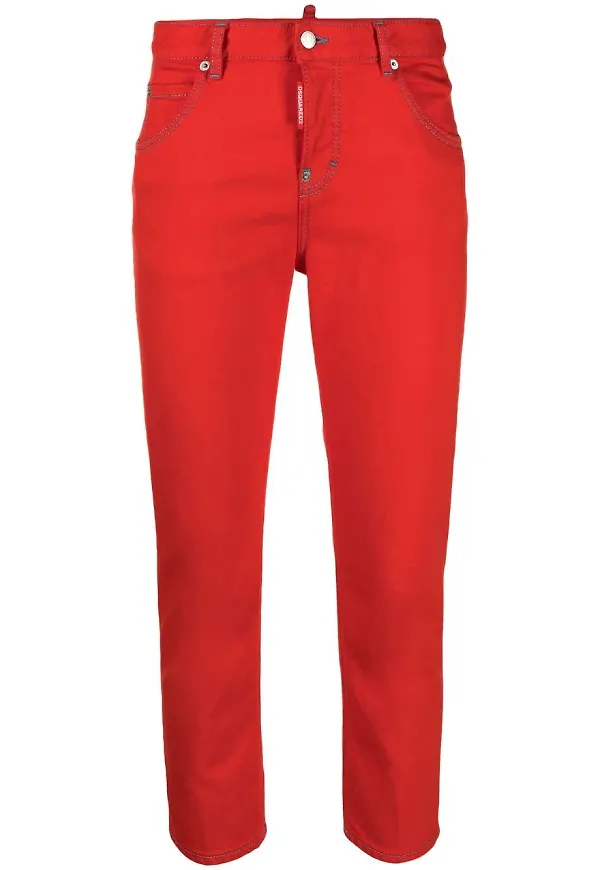 Dsquared2 croppade slim fit-jeans - Röd