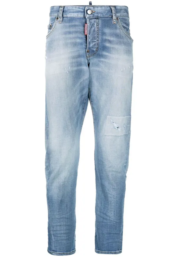 Dsquared2 croppade straight-jeans - Blå