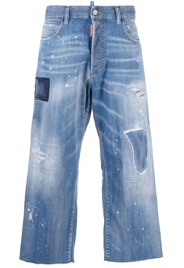 Dsquared2 croppade wide-jeans - Blå