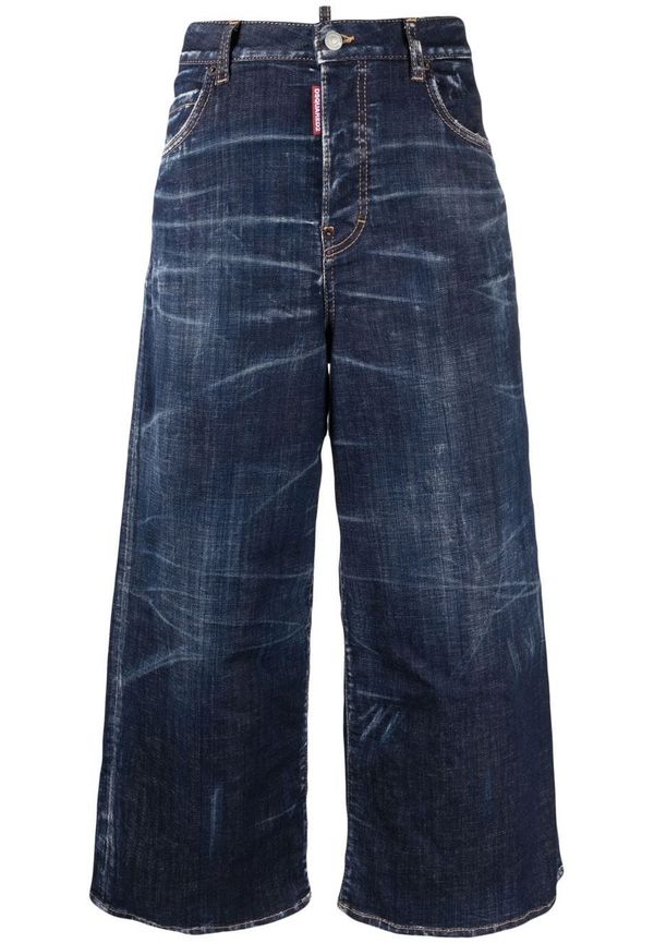 Dsquared2 croppade wide leg-jeans - Blå