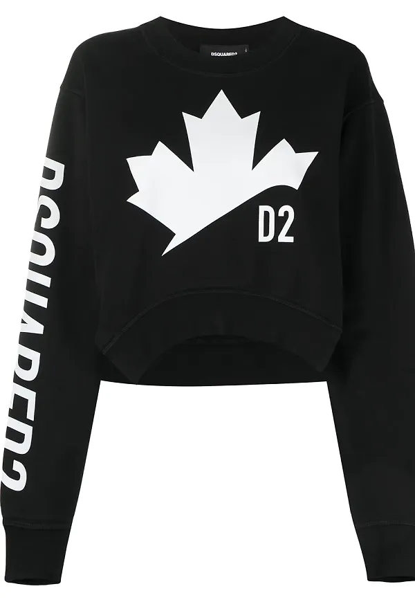 Dsquared2 D2 Leaf asymmetrisk sweatshirt - Svart