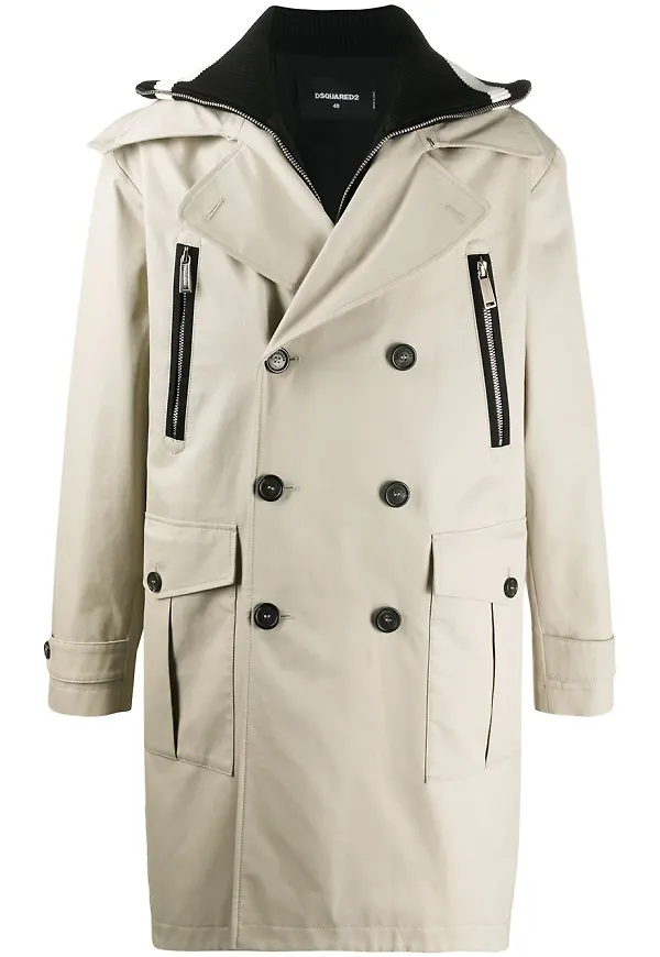 Dsquared2 dubbelknäppt trenchcoat - Neutral