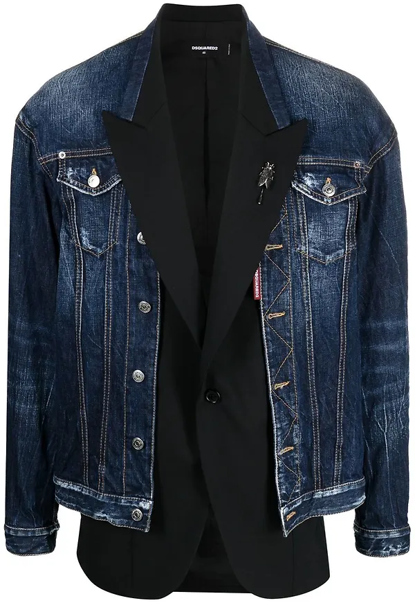 Dsquared2 enkelknäppt blazer med lagerdesign - Blå
