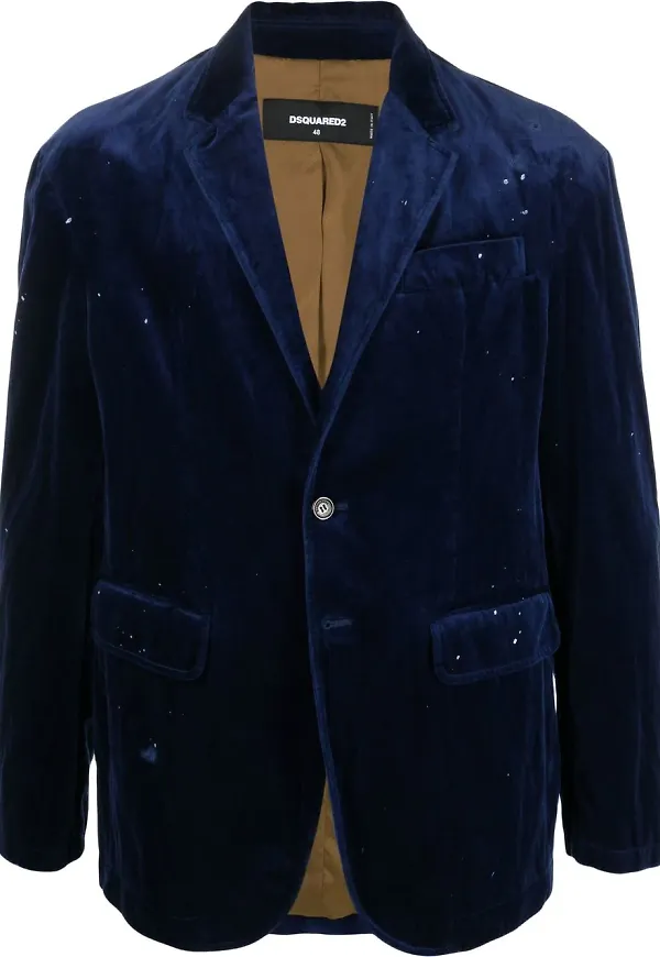 Dsquared2 enkelknäppt blazer med sammetseffekt - Blå
