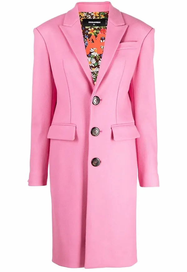 Dsquared2 enkelknäppt kappa - Rosa