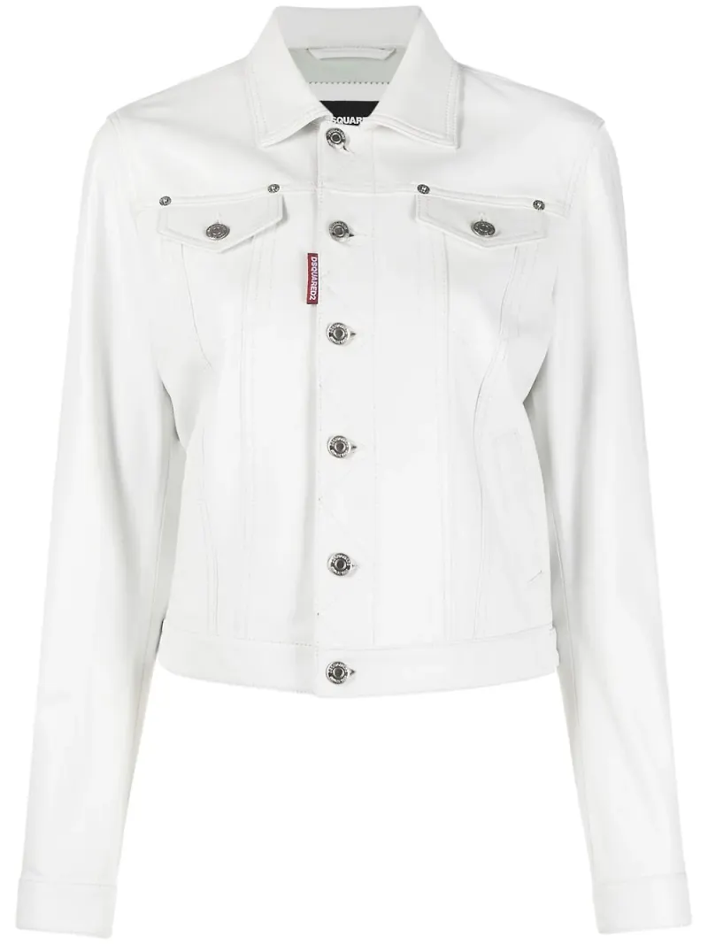 Dsquared2 enkelknäppt skinnjacka - Vit