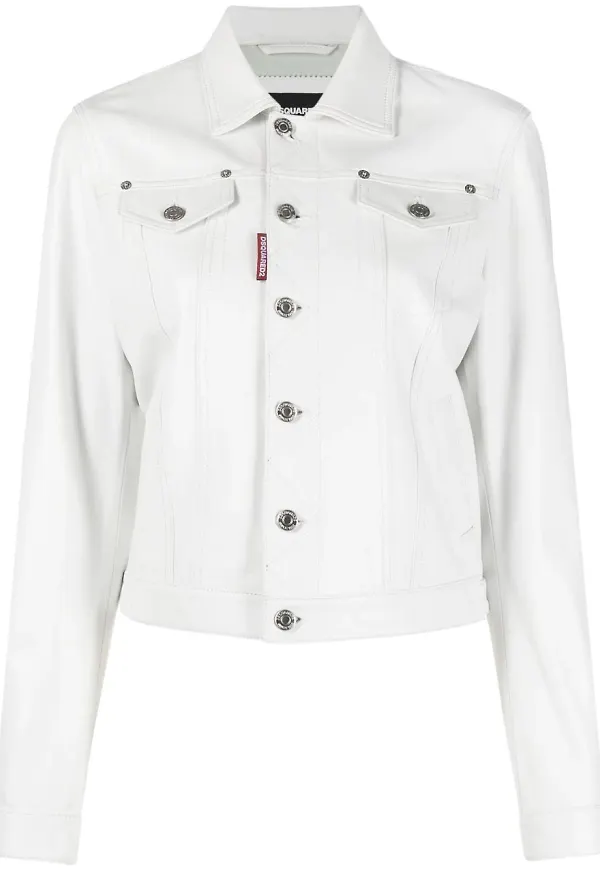 Dsquared2 enkelknäppt skinnjacka - Vit