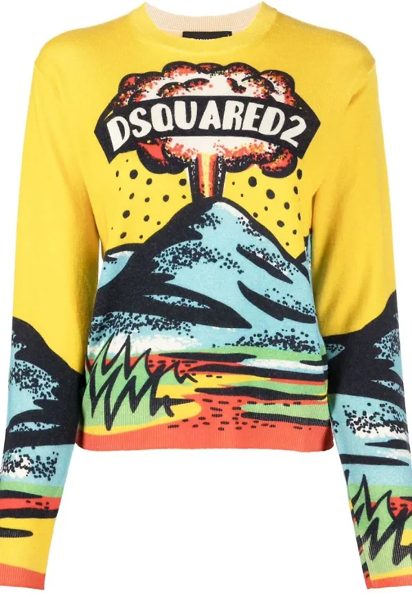 Dsquared2 Eruption tröja med grafiskt tryck - Gul