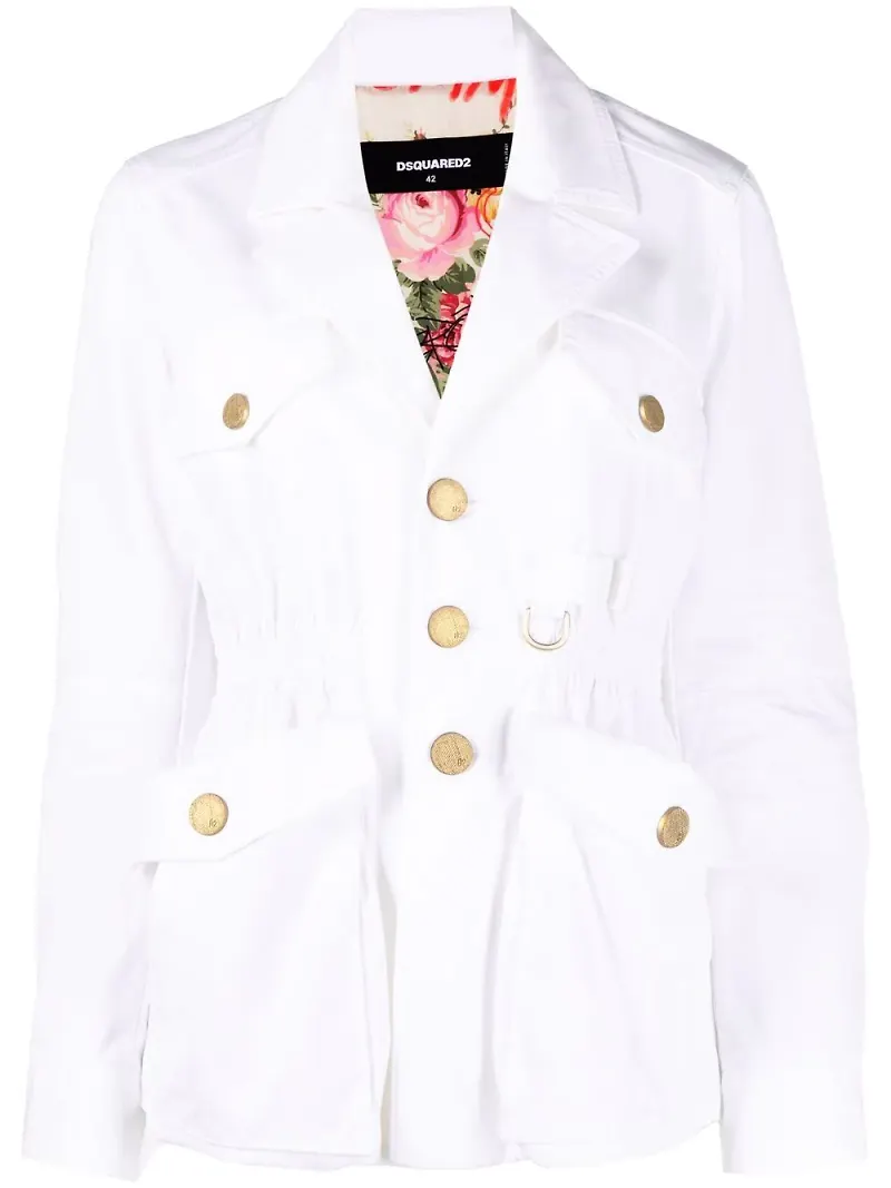 Dsquared2 figursydd jacka med knäppning - Vit