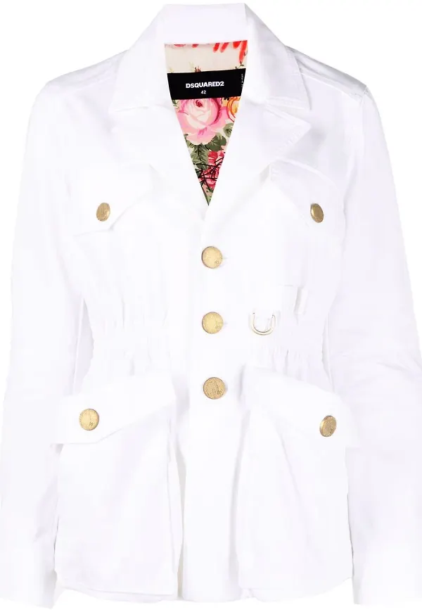 Dsquared2 figursydd jacka med knäppning - Vit