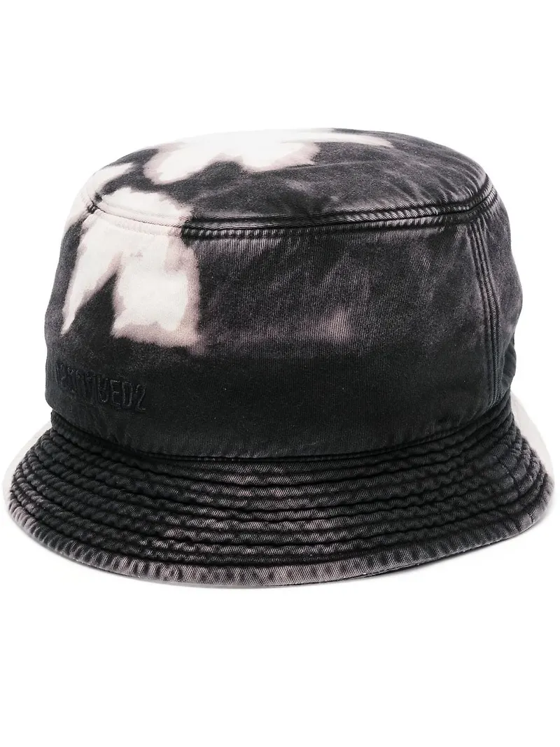 Dsquared2 fiskehatt med blekt effekt - Svart