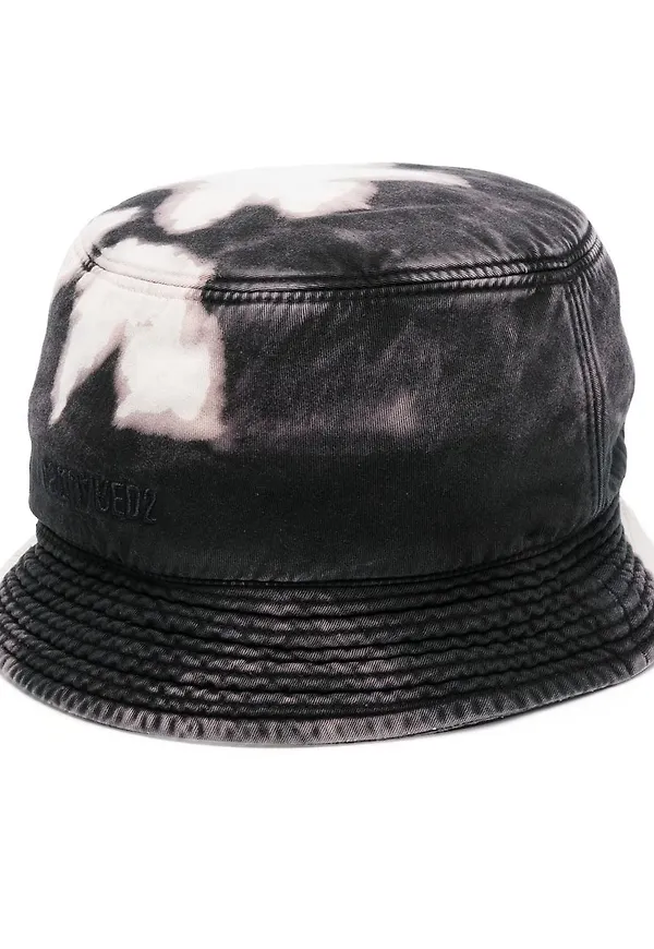 Dsquared2 fiskehatt med blekt effekt - Svart