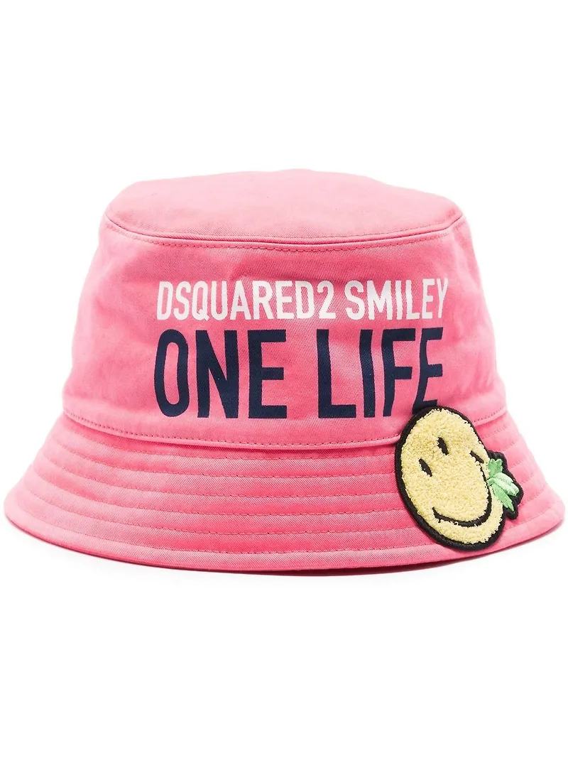 Dsquared2 fiskehatt med slogan - Rosa