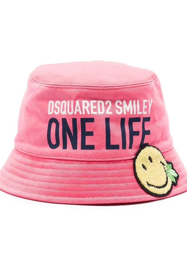 Dsquared2 fiskehatt med slogan - Rosa