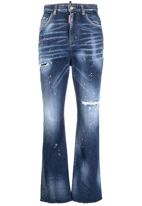 Dsquared2 flare-jeans med sliten effekt - Blå