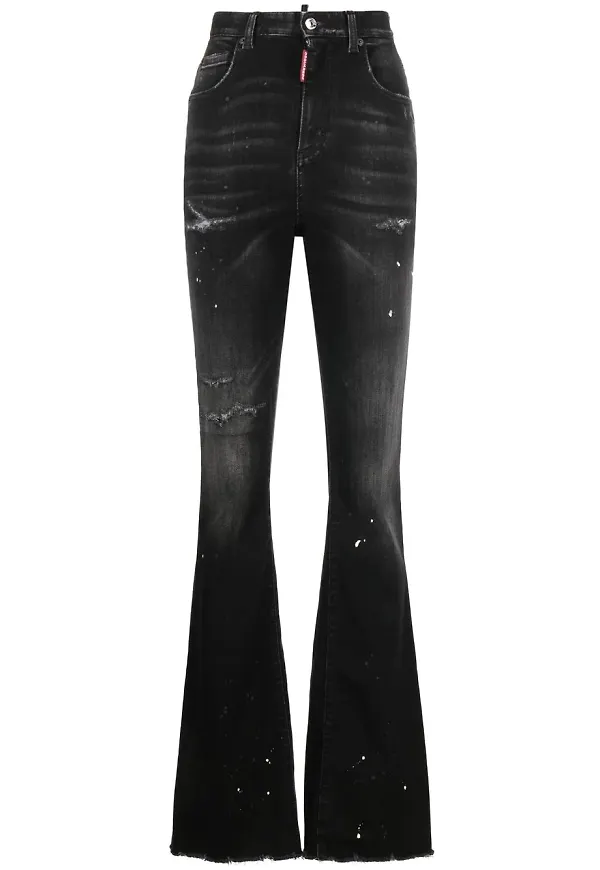Dsquared2 flare-jeans med sliten effekt - Svart