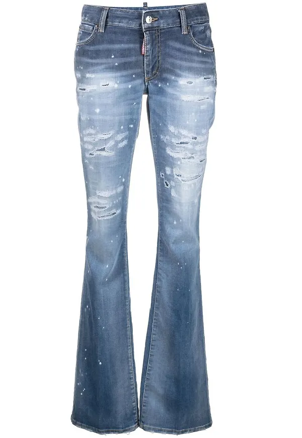 Dsquared2 flare-jeans med slitning - Blå