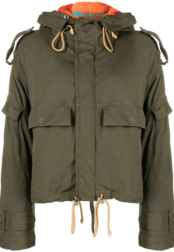 Dsquared2 fleecefodrad jacka med huva - Grön
