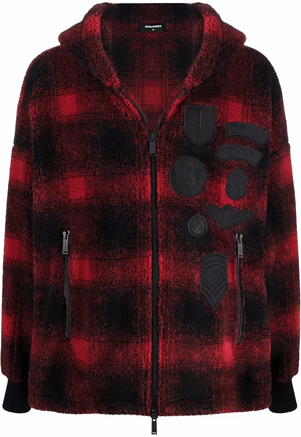 Dsquared2 fleecejacka med huva - Röd