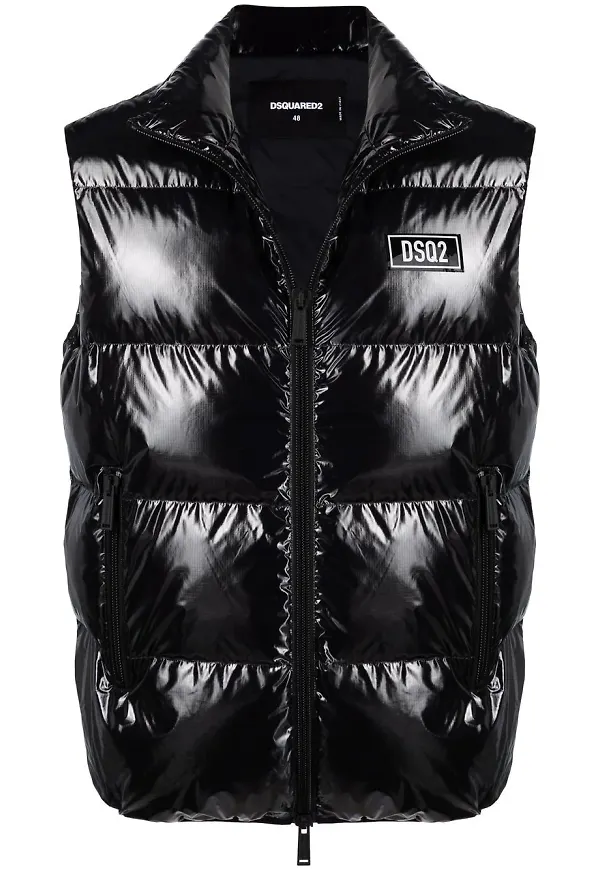 Dsquared2 glansig vadderad väst - Svart