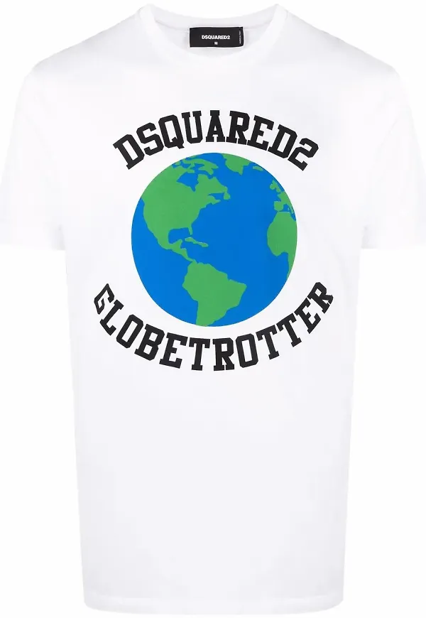 DSQUARED2 Globetrotter t-shirt med logotyp - Vit