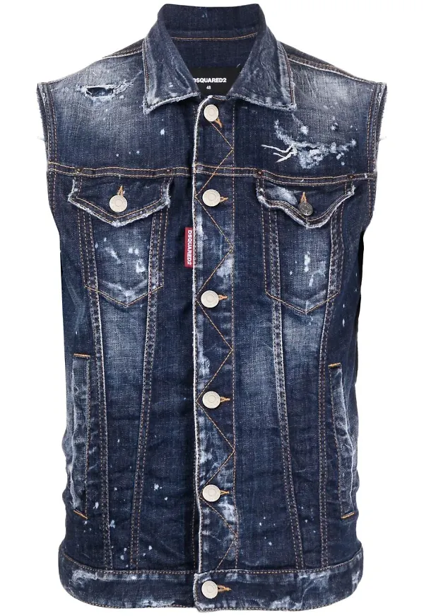 Dsquared2 Goth Surfer ärmlös jeansjacka - Blå