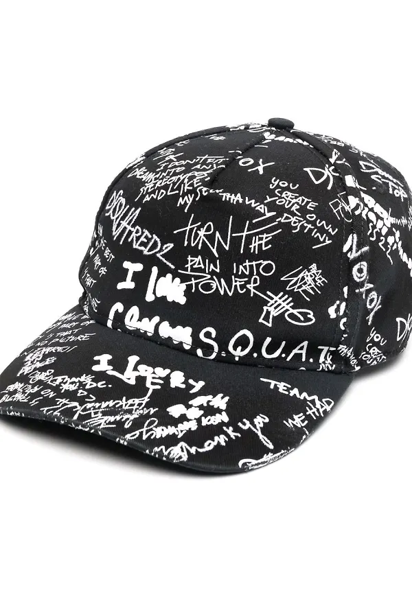 Dsquared2 graffitimönstrad basebollkeps - Svart