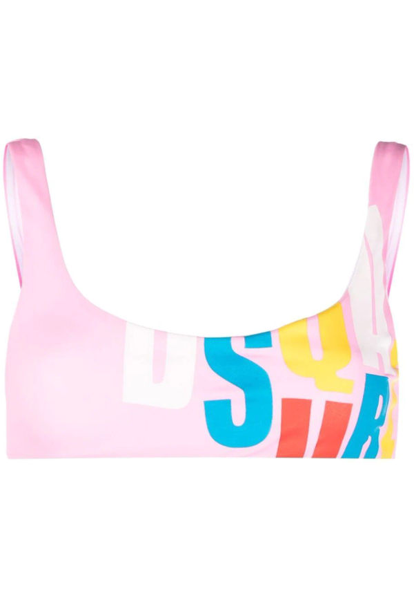 Dsquared2 graphic logo-print bikini top - Rosa
