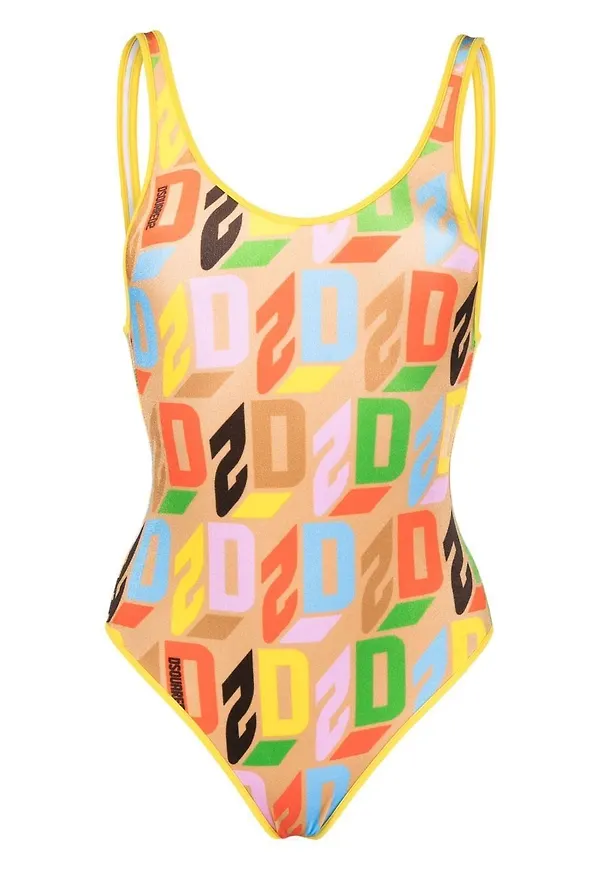 Dsquared2 graphic logo-print swimsuit - Neutral