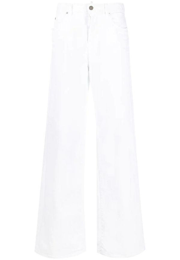 Dsquared2 halvhöga wide leg-jeans - Vit