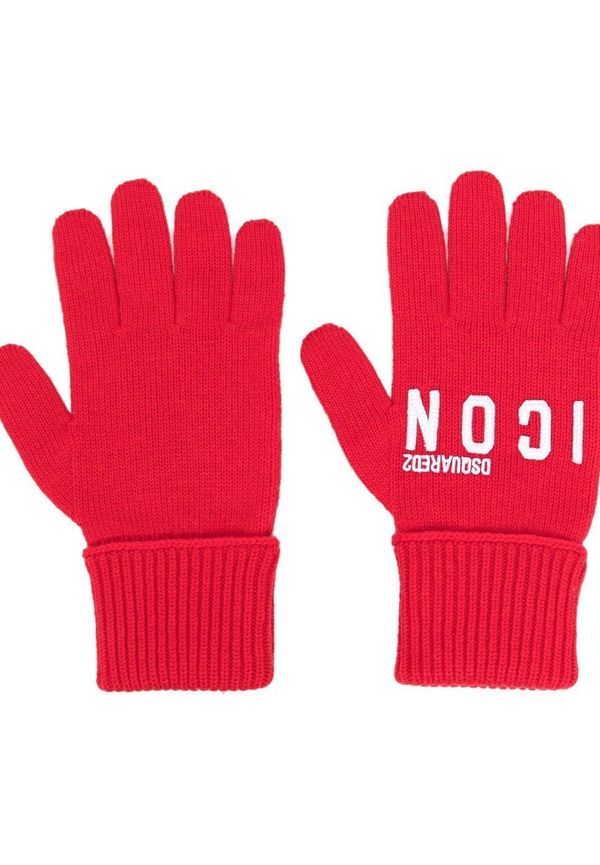 Dsquared2 handskar med logotypapplikation - Röd