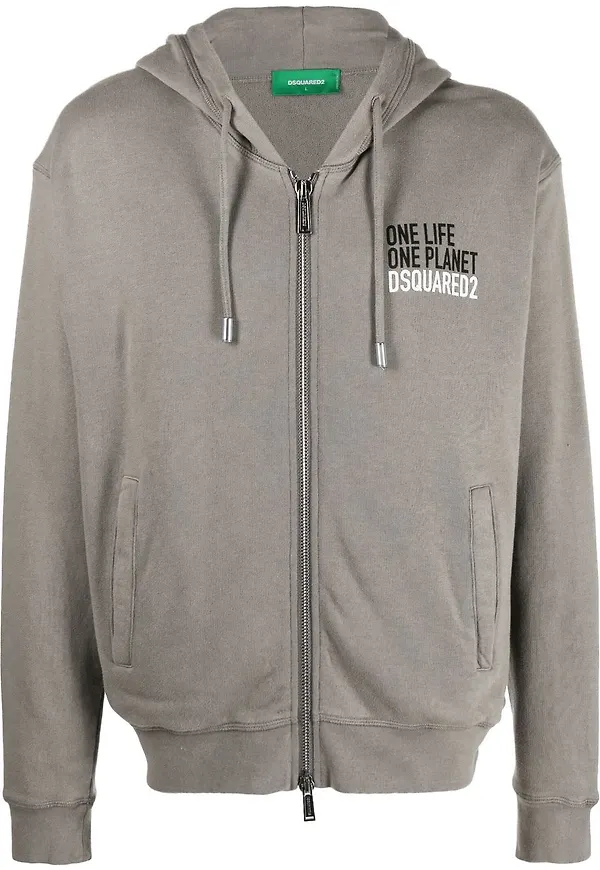 Dsquared2 hoodie med dragkedja - Grå