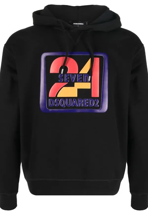 Dsquared2 hoodie med dragsko - Svart