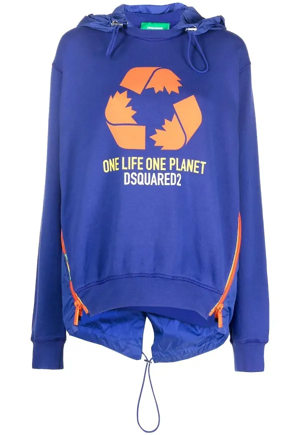 Dsquared2 hoodie med grafiskt tryck - Blå