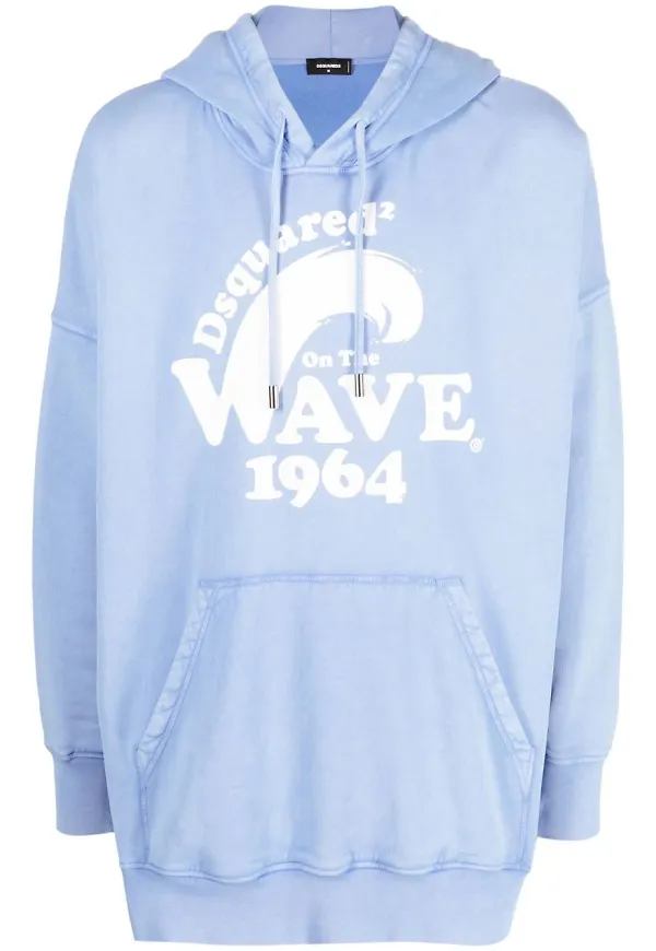 Dsquared2 hoodie med grafiskt tryck - Blå