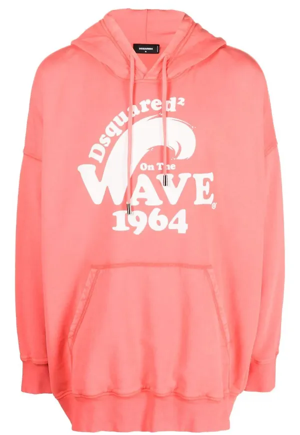 Dsquared2 hoodie med grafiskt tryck - Rosa