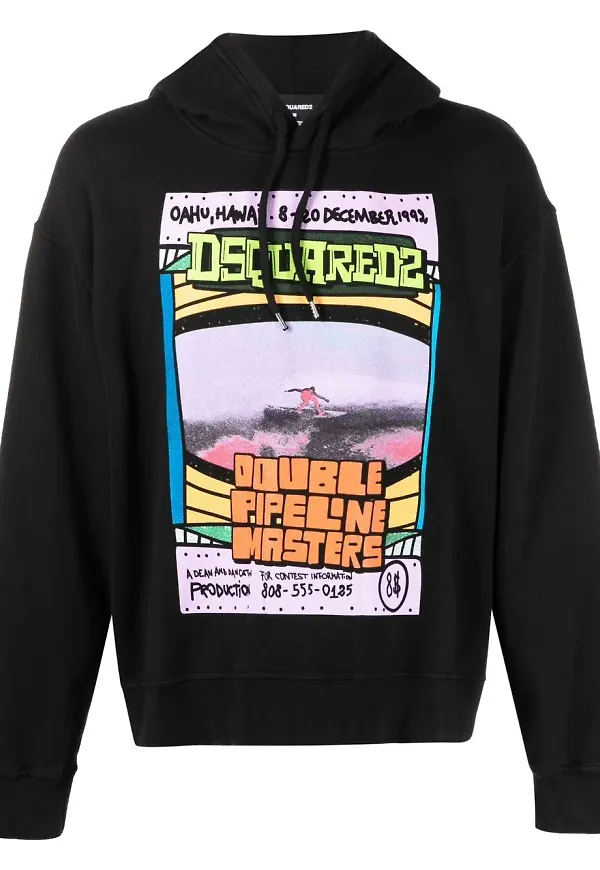 Dsquared2 hoodie med grafiskt tryck - Svart