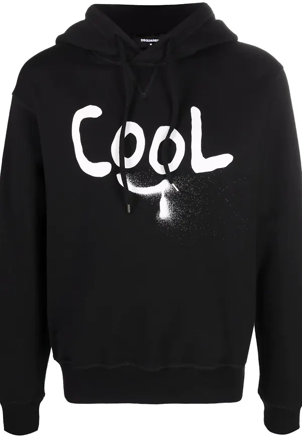 Dsquared2 hoodie med grafiskt tryck - Svart