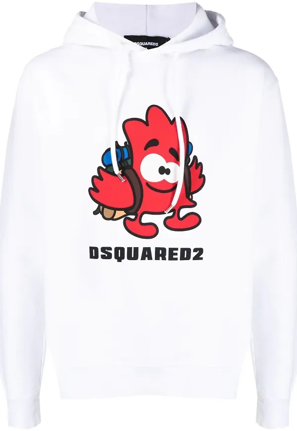 Dsquared2 hoodie med grafiskt tryck - Vit