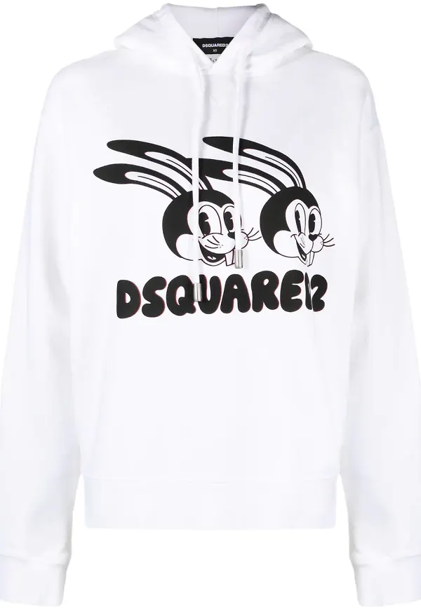 Dsquared2 hoodie med grafiskt tryck - Vit