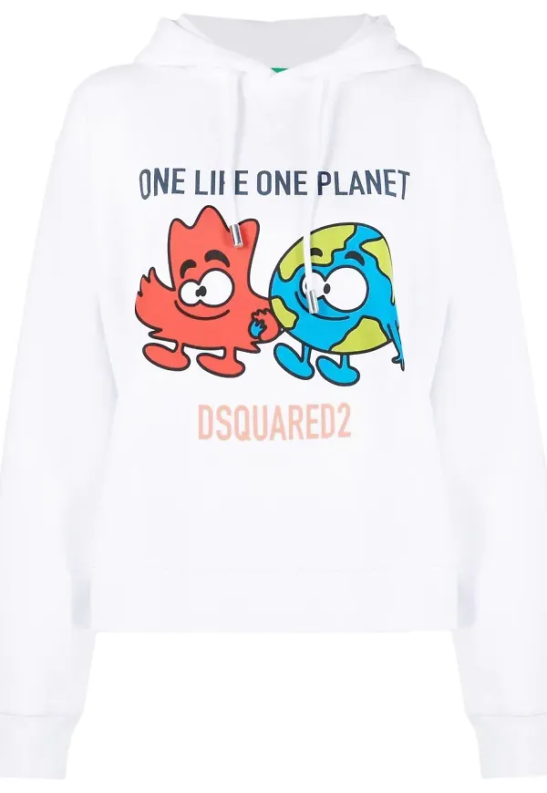 Dsquared2 hoodie med grafiskt tryck - Vit