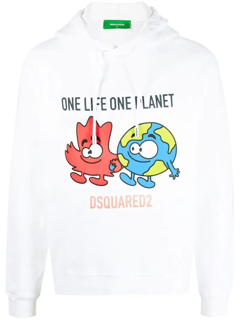 Dsquared2 hoodie med grafiskt tryck - Vit