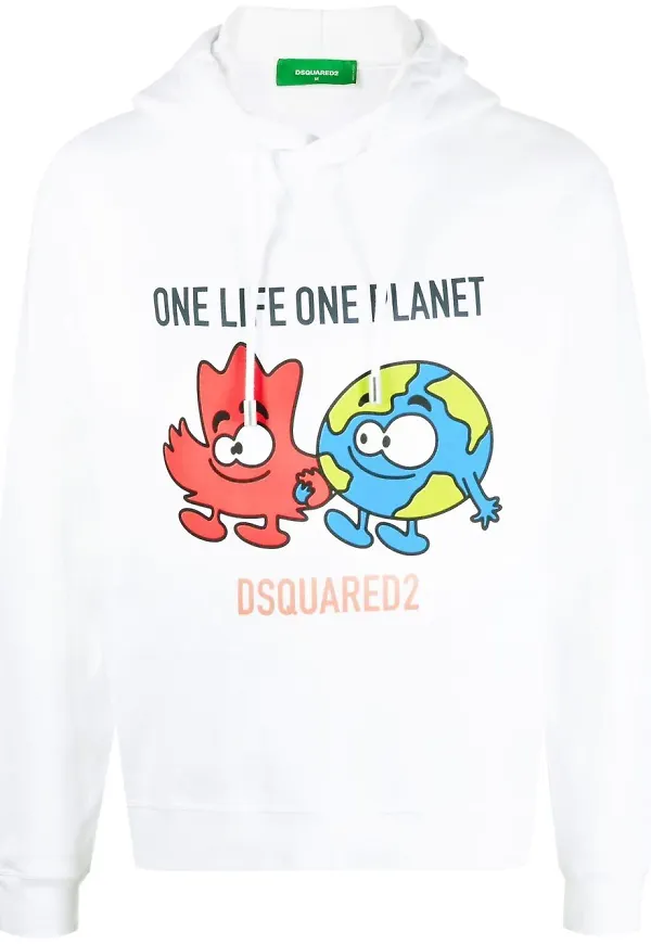 Dsquared2 hoodie med grafiskt tryck - Vit