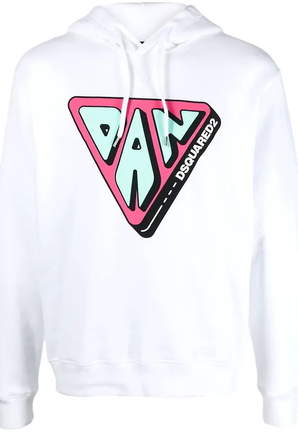 Dsquared2 hoodie med grafiskt tryck - Vit