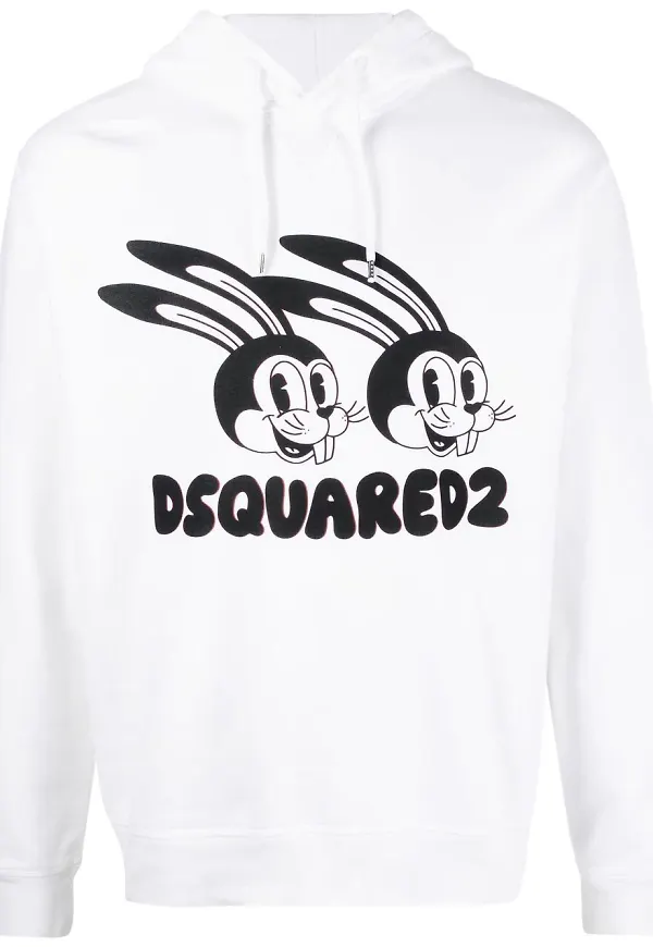 Dsquared2 hoodie med grafiskt tryck - Vit